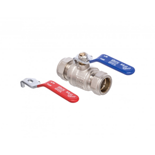 Compression Red & Blue Lever Ball Valve